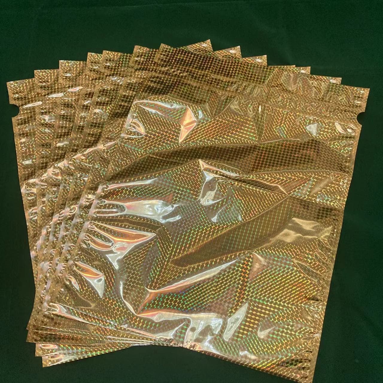 Manufacturer Grid Laser Gold Aluminized Rainbow Film Bag Iridescent Plastic Drawstring Christmas Gift Drawstring Bag