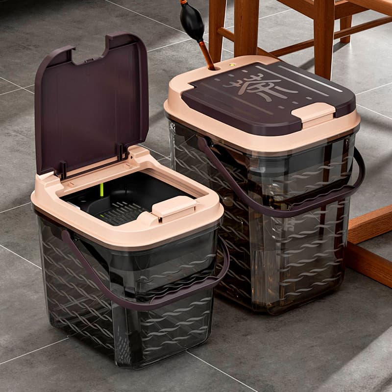 Tea Bucket Tea Residue Bucket Dry and Wet Separation Transparent Large Capacity Living Room Thickened Tea Bucket Trash Can Drainage Pipe Tea Filter Bucket
