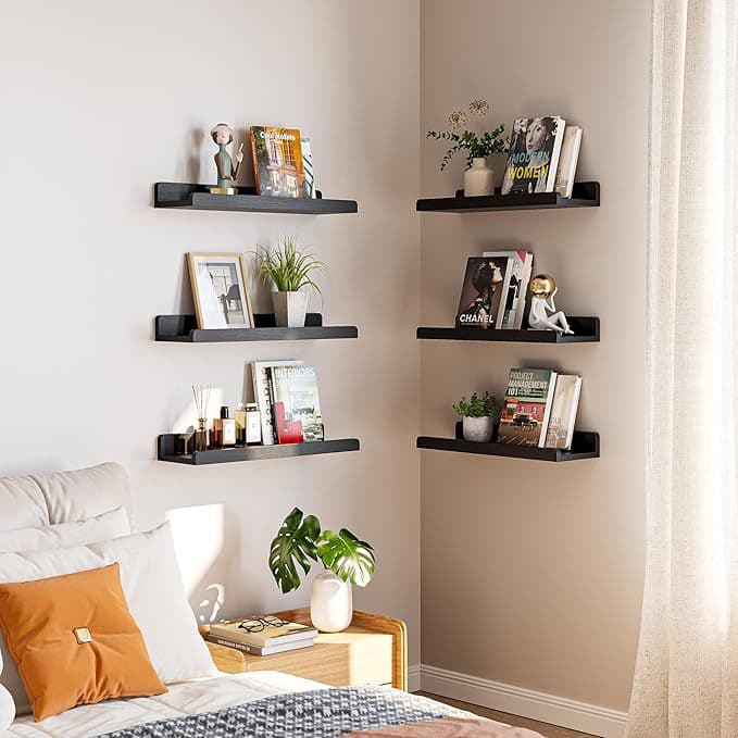 Wall rack living room one-word partition wall wall hanging no punching decorative bookshelf bracket shelf shelf