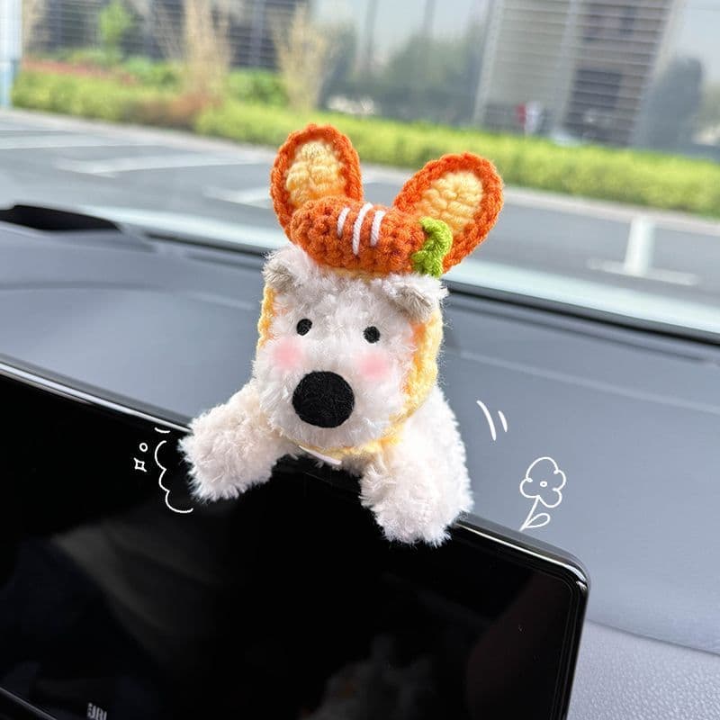 West Highland White Terrier Puppy Car Ornament Dashboard Decoration Cute Plush Doll for Women
