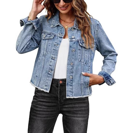 Women's Short Style Faded Cotton Denim Jacket Casual Fashion Outerwear Cross-Border Popular Spring Autumn Seasonal Clothing