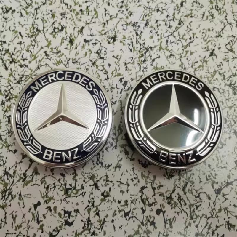 Suitable for Maybach hub cap label 75MM Mercedes-Benz wheat ear hub center cover silver black plastic tire cap label