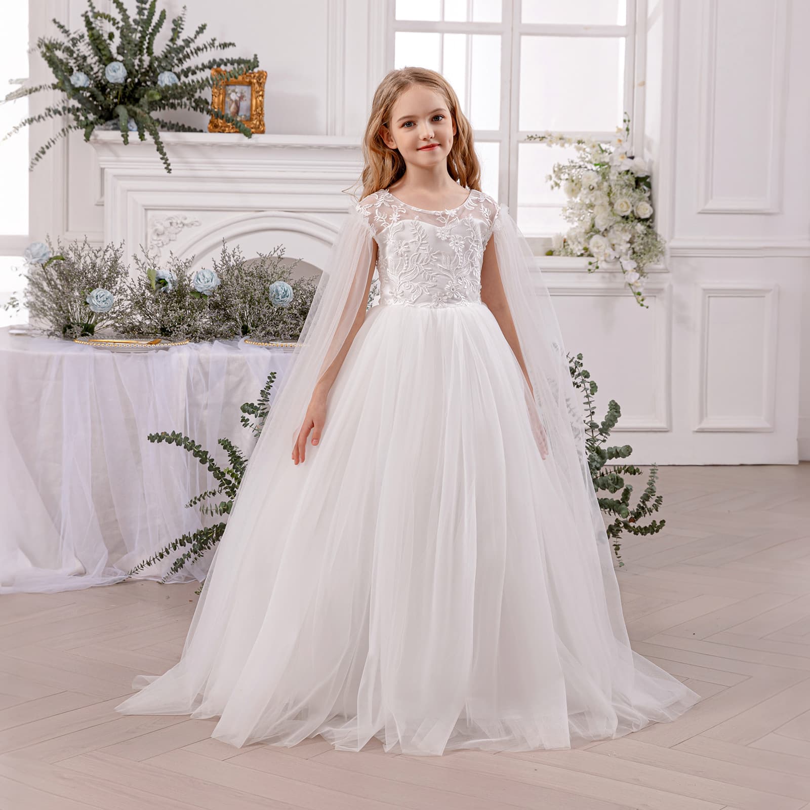 Cross-border Trade Birthday Party Princess Dress Flower Girl Wedding Tulle Gown Children's Piano Host Performance Costume