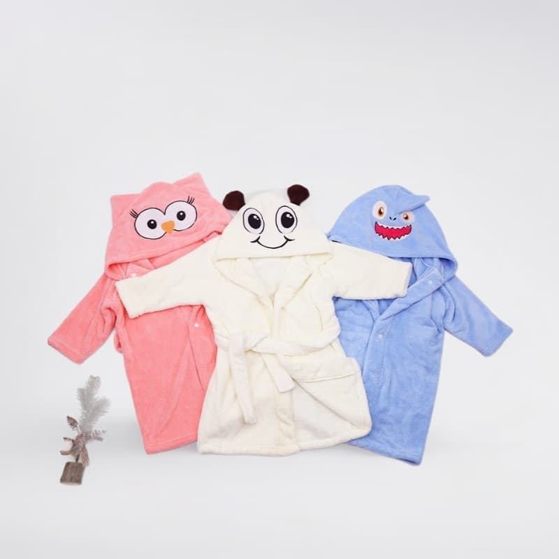 Kids Bathrobe Cartoon Nightgown Hooded Bathrobe Coral Fleece Homewear Unisex Pajamas Bathrobe Factory Wholesale