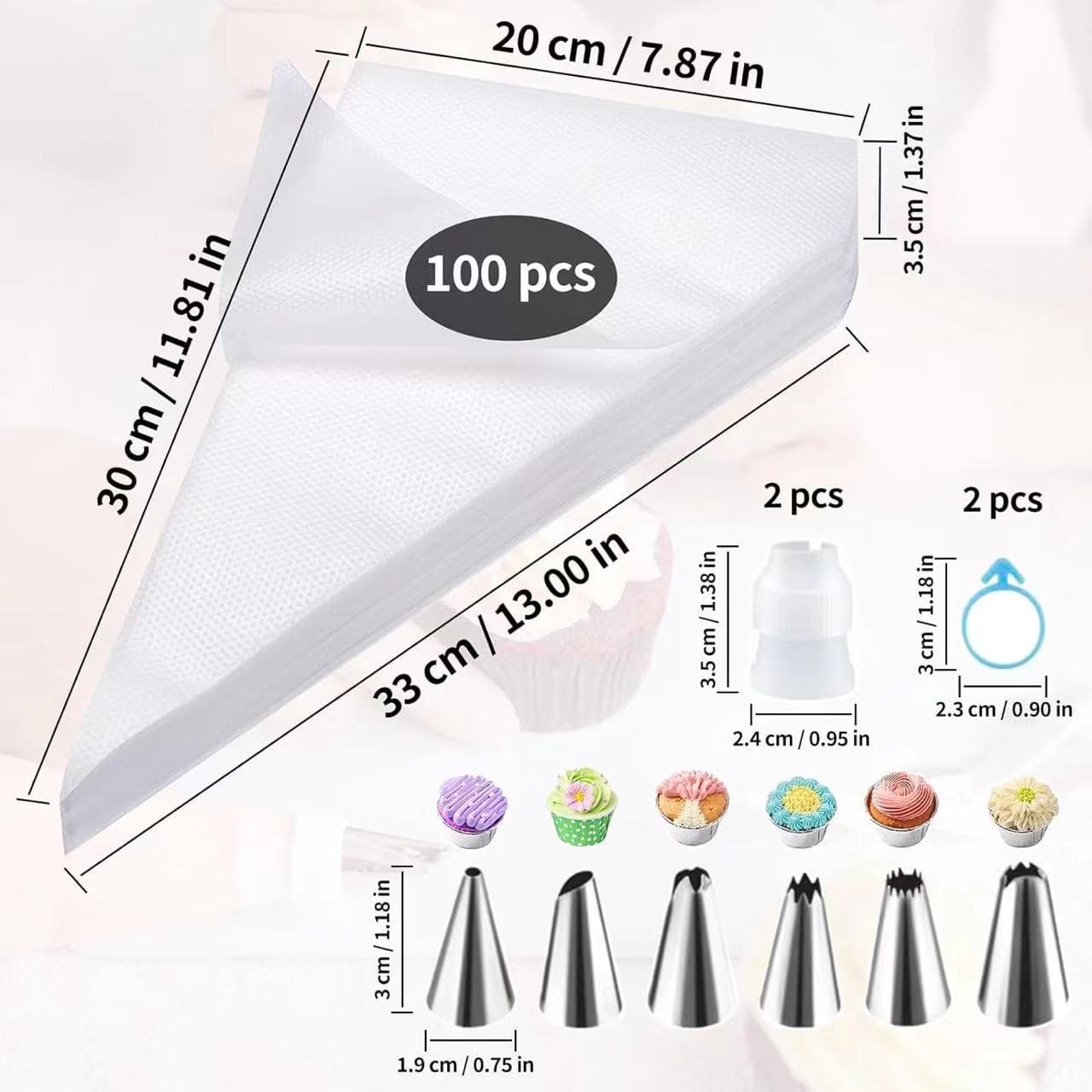 Cake Piping Bag Piping Tool TPU Piping Bag Set Silicone Piping Tip Silicone Ring Baking Tool