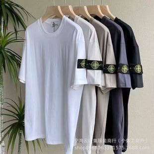 Cross-border Quality Tech Short Sleeve Stone Ghost Compass Badge T-Shirt Crew Neck T-shirt Casual Versatile Top