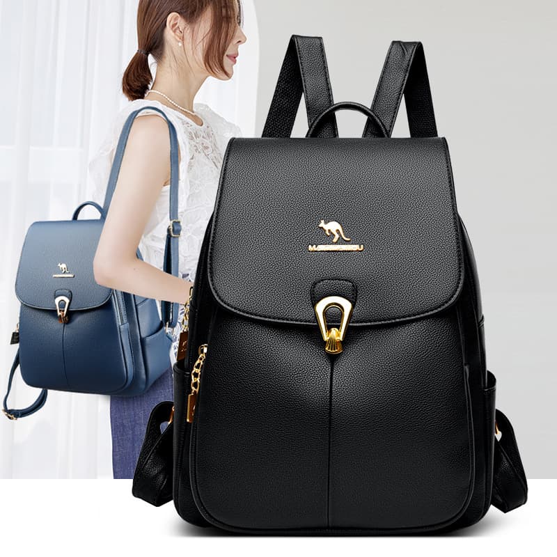 Women's Backpack, Korean Style, Trendy PU Soft Leather, Large Capacity Backpack, Fashionable and Versatile Student Bag, Casual Travel Bag, Trendy Style
