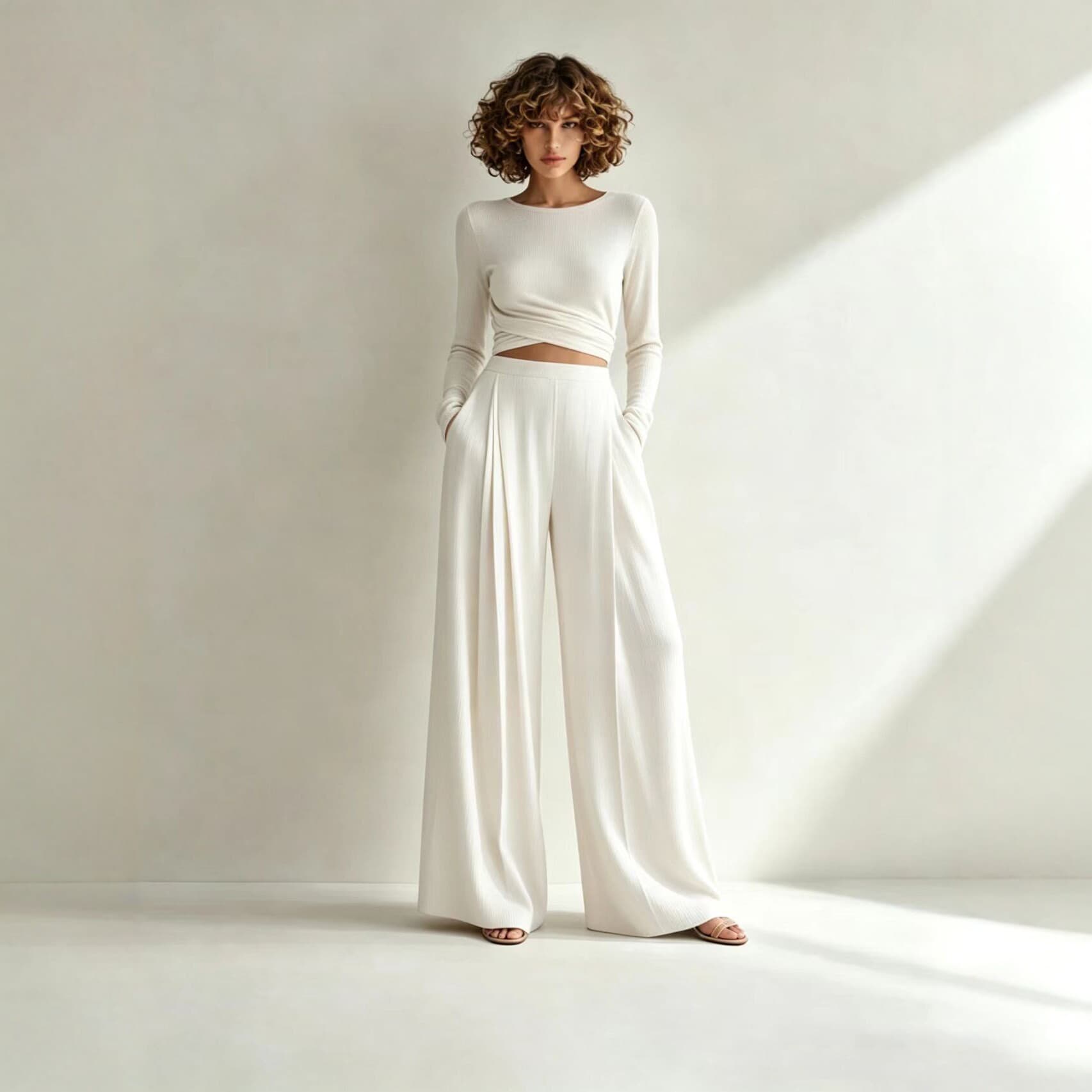 2026 Independent Station Cross-Border European and American Style Loose Long-Sleeve Top Wide-Leg Pants Set Women's Fashion Casual Two-Piece Set