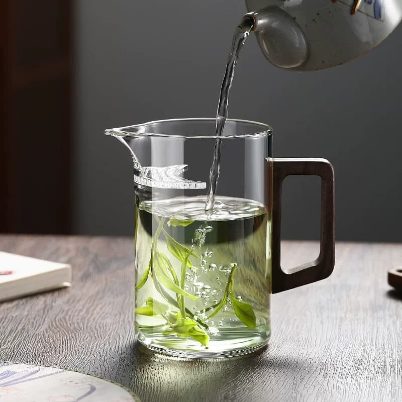 Household Glass Teapot with Infuser, Crescent Moon Filter Cup for Green Tea, Heat-Resistant Teapot, Fairness Cup