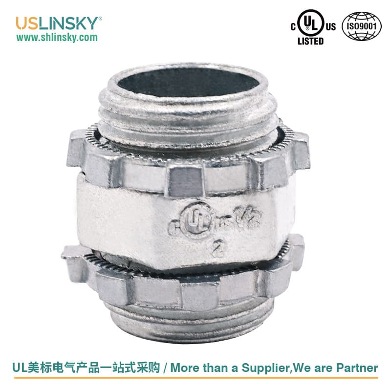 Uslinsky Lingtian UL Certified American Standard RMC Pipe Double Connector Galvanized Connector Thread 1/2 Inch BS011
