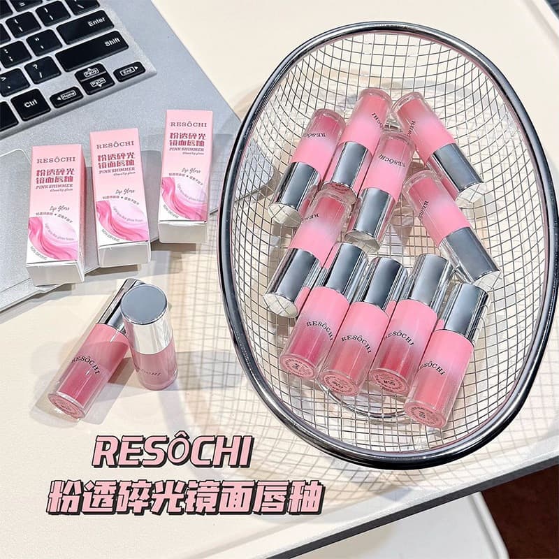 RESOCHI Pink Translucent Shimmer Lip Gloss Korean Style Pure and Youthful Water Glass Lip Easy to Color Lipstick Wholesale