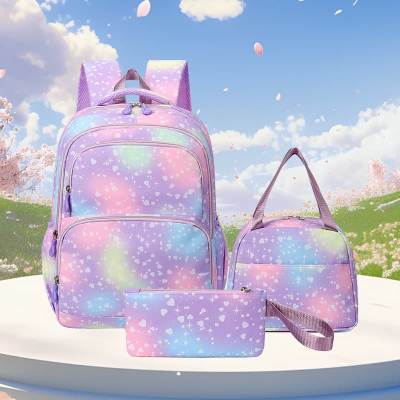 New Large-Capacity Backpack for Primary and Secondary School Students, Lightweight, Stylish, and Versatile 3-Piece Set