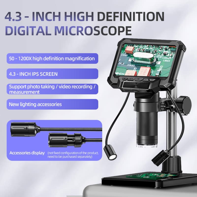 4.3-inch industrial microscope motherboard repair PCB detection mineral detection tool high-definition large-screen digital microscope