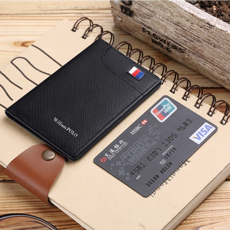 Mini Fashion Short Men's Leather Card Holder Polo King Paul Business Commuting Style First Layer Cowhide Anti-Theft Daily Use