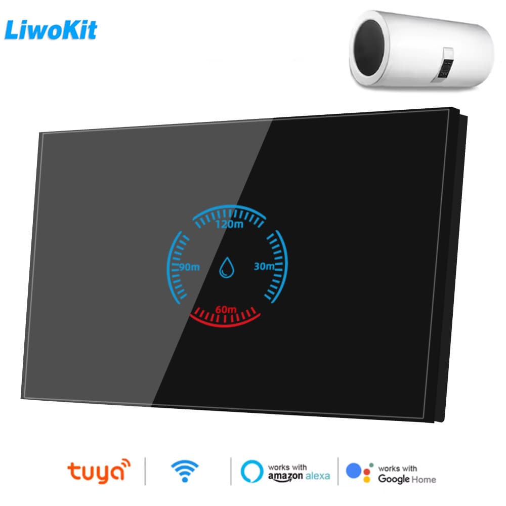 Tuya Smart WiFi US Standard Water Heater Switch, Live/Neutral Wire 20A Touch Panel Switch, APP Wireless Remote Control