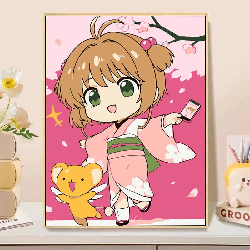 Anime Digital Oil Painting DIY Hand-Painted Decorative Art Acrylic Painting Cartoon Coloring for Kids Night Market Painting