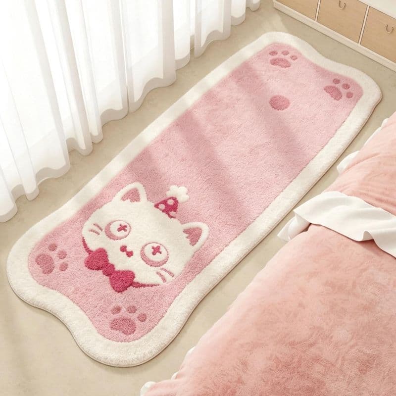 New Pink Girly Bedroom Soft Skin-Friendly Faux Cashmere Rug, Sofa Coffee Table Non-Slip Durable Carpet