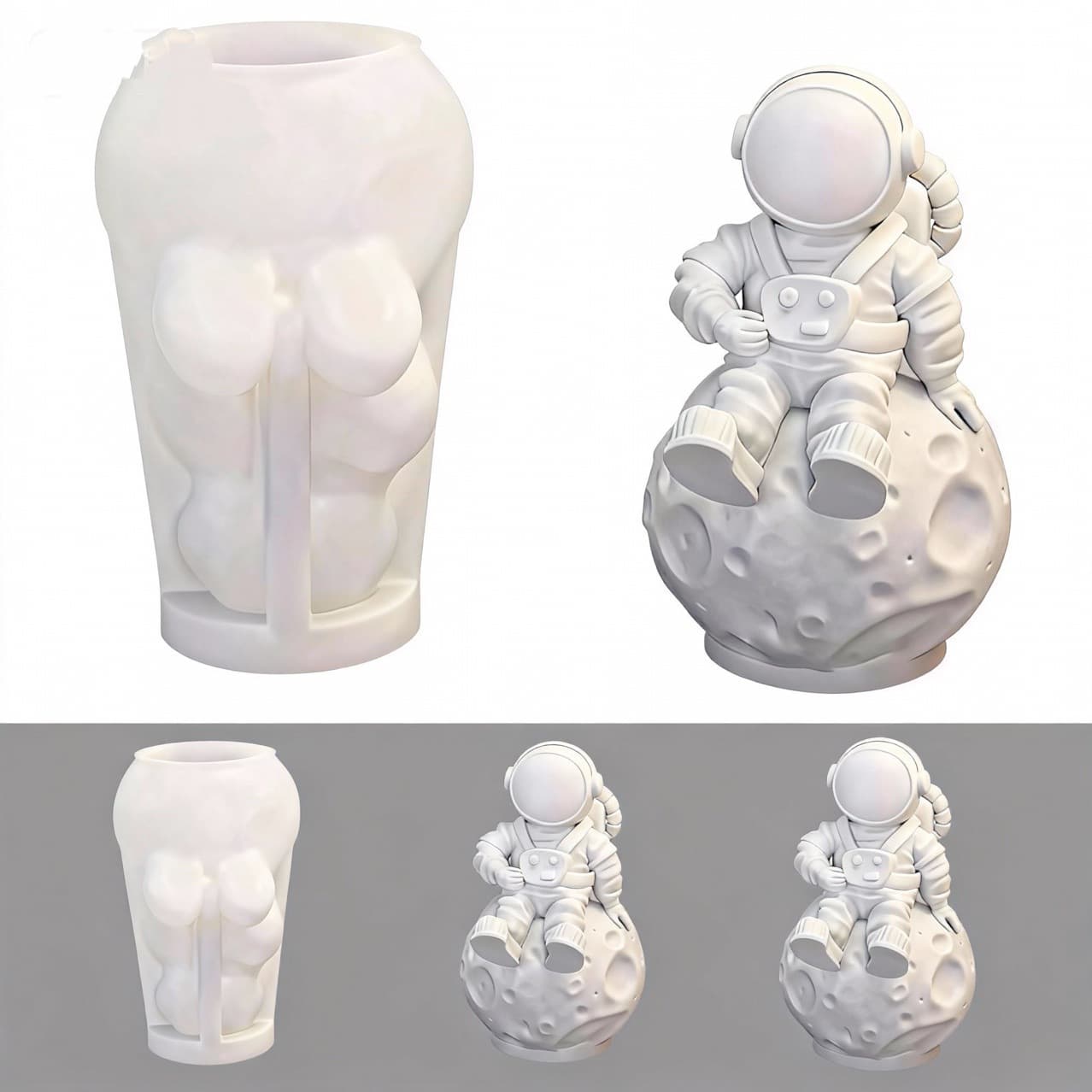DIY Moon Astronaut Aromatherapy Candle Mold Space Planet Man Aromatherapy Plaster Ornament Silicone Mold Baking