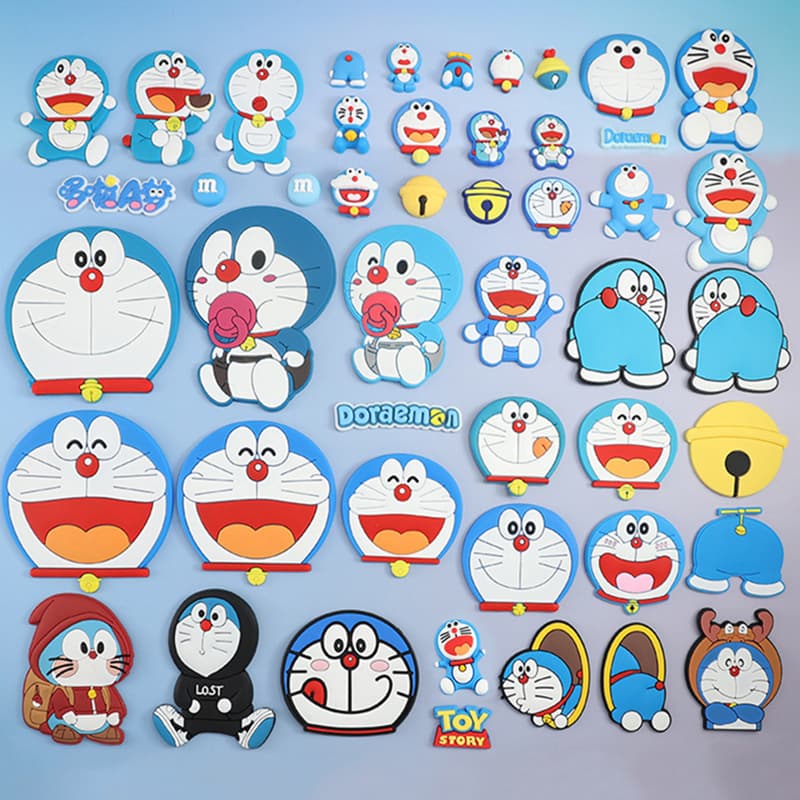 Cute Cartoon Laughing Doraemon Soft PVC Rubber DIY Sticker for Phone Case, Driver's License Cover, and Leather Case