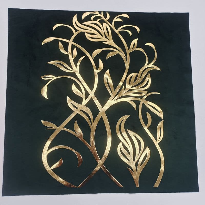 Fabric foam hot stamping processing, 3D hot stamping gold/silver patterns, can be applied on curved or flat smooth surfaces.