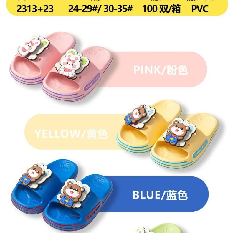 26-Shunmei Footwear-Wholesale 2313-3 Styles-Home & Outdoor PVC Plastic Fashionable Cute Baby Dual-Size Children's Slippers