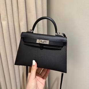 2026 New Style Second Generation Kelly Bag Premium Genuine Leather Women's Handbag Mini Top Handle Bag Textured Shoulder Crossbody Bag
