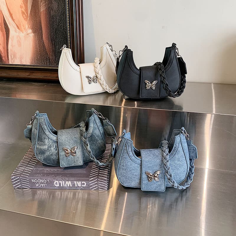 Trending Niche Design Bag for Cross-Border 2024 New Women's Bag Versatile Woven Strap Crossbody Shoulder Bag Underarm Bag