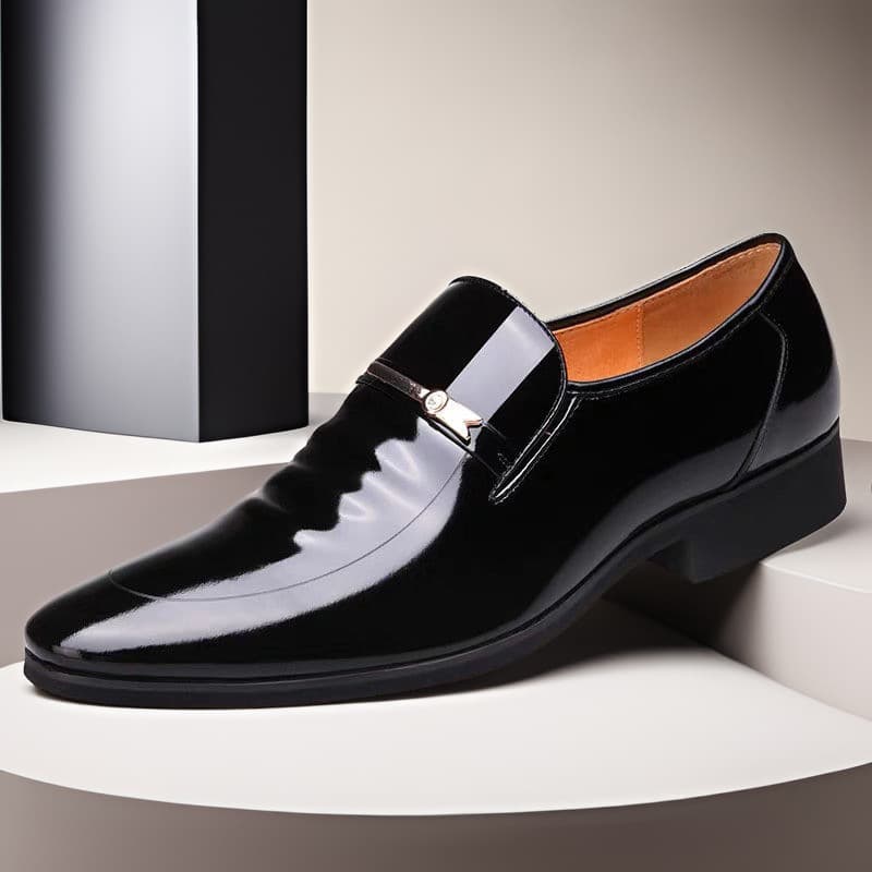 Men's Business Casual Formal Slip-On Shoes, Patent Leather Shiny Black, Large Size, Cross-Border Wedding Shoes