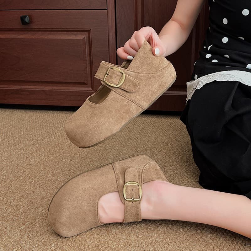 Women's Fashion Mary Jane Shoes with Shallow Mouth, Thick Sole, Hidden Height Increase, One-Strap, 2026 Two-Way Wear Flat Shoes, Autumn New Arrival