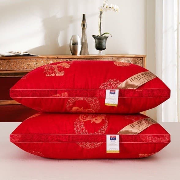 Newlywed Essential Pair Set Special Offer Pillow Core, Soft Comfortable Breathable Skin-Friendly Couples Wedding Bright Red Wedding Pillow