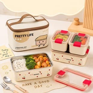 304 Stainless Steel Fruit Bento Box, Food-Grade, Compartmentalized Portable Lunch Box for Students and Office Workers, High-Aesthetic Picnic Lunchbox