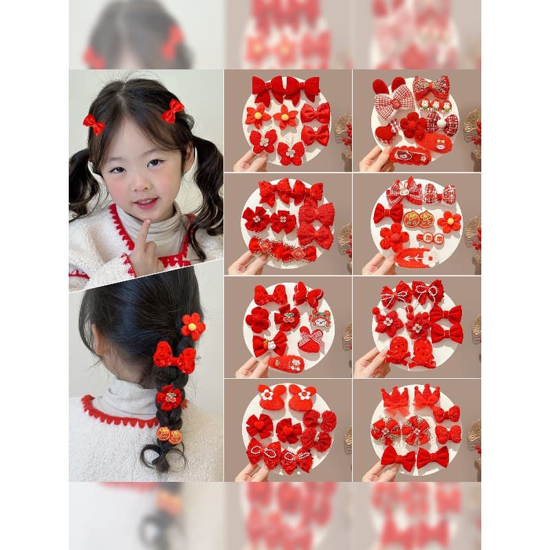 Children's New Year Red Bow Hair Clip 2026 New Style Girls' Festive Hair Clip for Bangs, Cute Baby Hairpin
