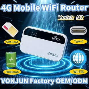 Portable SIM Card Router WIFI6 4G Router 150M LTE Hotspot Pocket M2