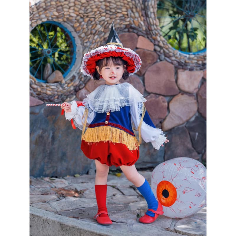 Circus Clown Costume Set for Kids, Boys and Girls, Halloween Children's Festival 4 Outfit 5 Pumpkin Pants Color Block 6