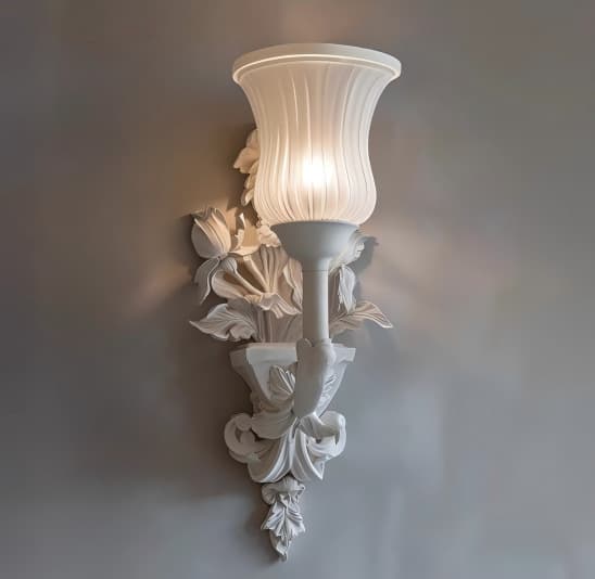 French Wall Light for Living Room, Hallway, Corridor Background Floral Art Lighting Cream Style Flower Wall Lamp Vintage Decoration