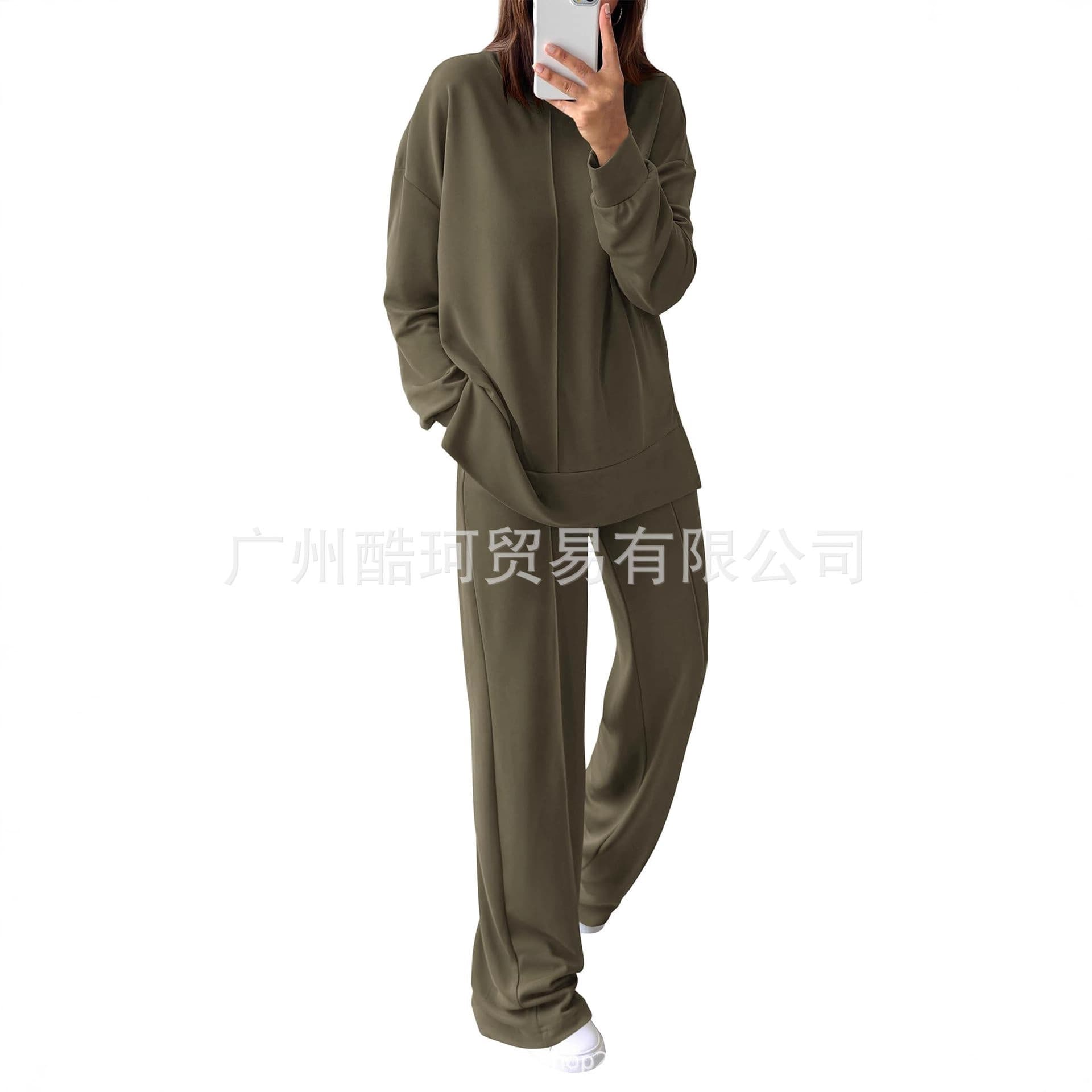 2025 Autumn Winter European American Cross-Border Amazon Temu Aliexpress New Solid Color Casual Long Sleeve Pants Three-Piece Set