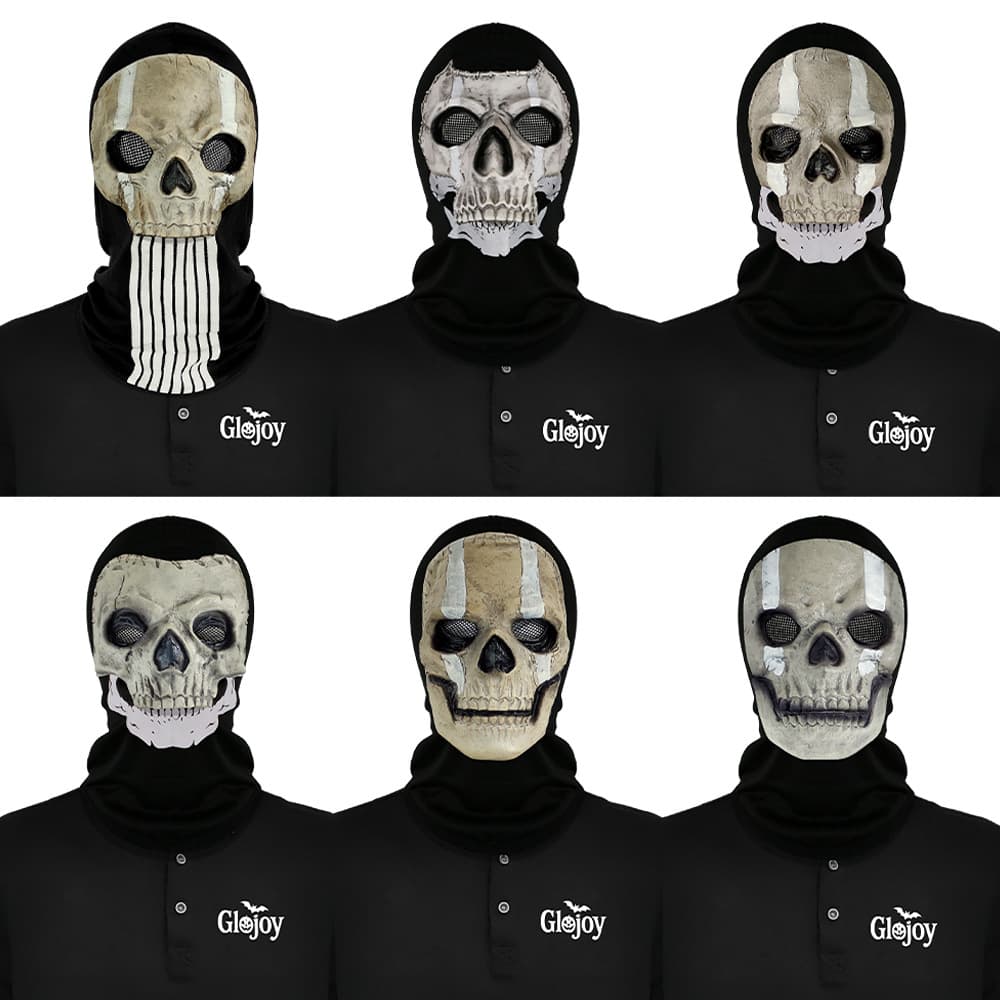 Call of Duty Skeleton Head Mask Headset Masquerade Game Tactical Face Mask Halloween Party Prank Props Latex Funny Mask DIY