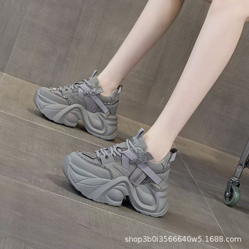 [Big goods have been released] Thick sole heightening dad shoes live broadcast popular casual shoes foreign trade cross-border sports shoes beige