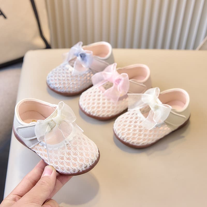 Spring and Summer Cute Baby Girl Shoes, Little Princess Soft Sole Toddler Shoes, Korean Style Bow-Knot Girls' Shoes, Mesh Breathable Shoes