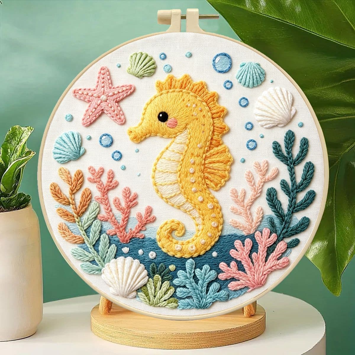 Gold Seahorse Embroidery Kit Beginner DIY Hand Embroidery Living Room Kids Room Decorative Painting Factory Direct
