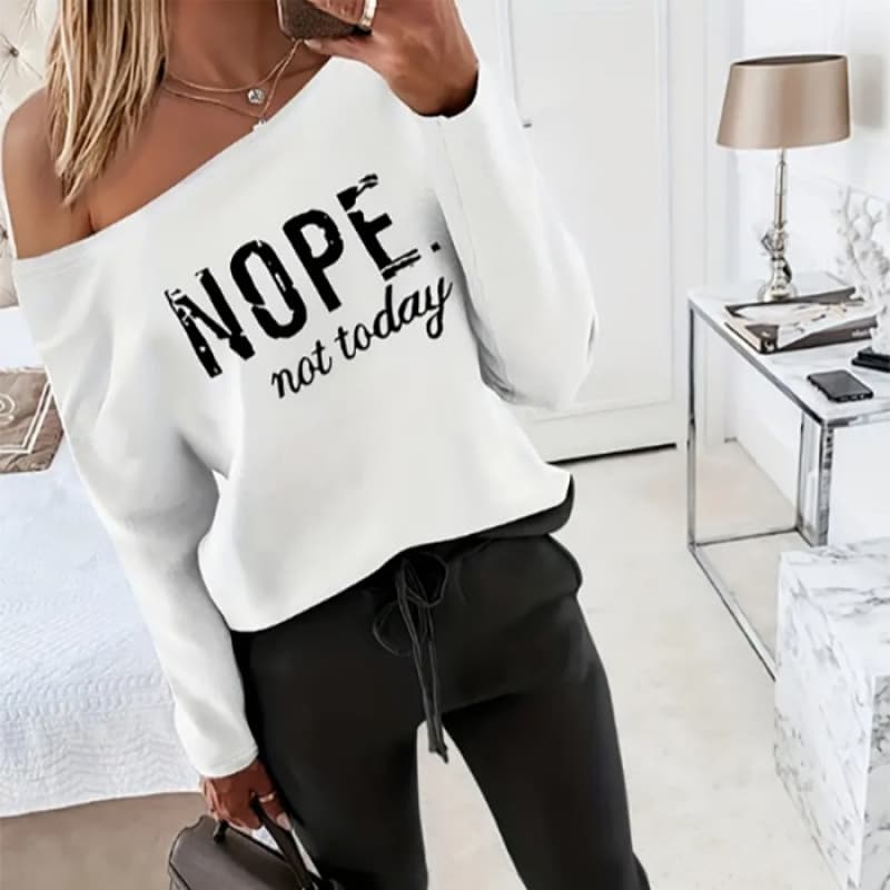 2025 Spring/Autumn European and American New Style One-Shoulder Letter Print Pocket Casual Long-Sleeve Set