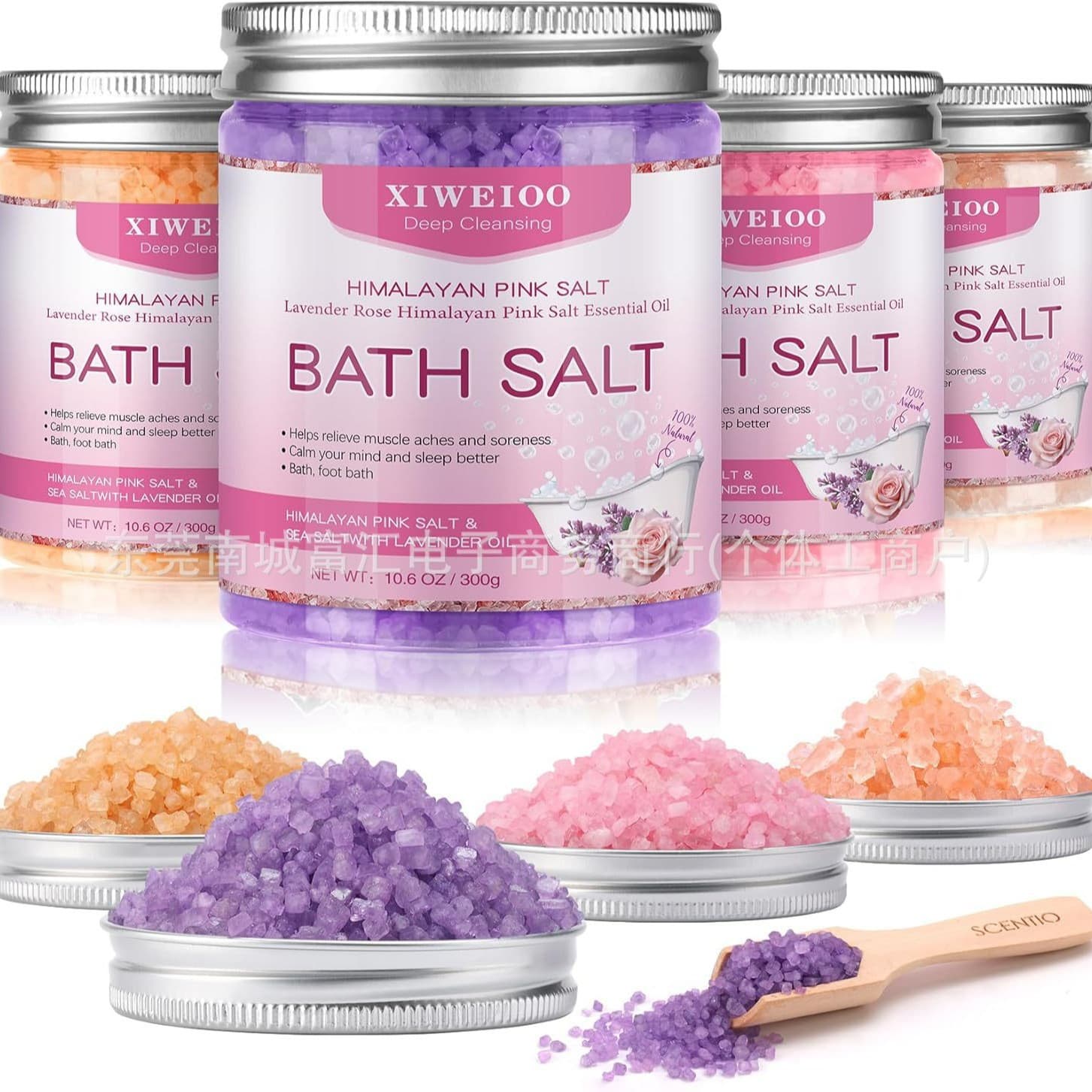 Cross-border Himalayan Salt Lavender Rose Bath Salt Fragrance Essential Oil Epsom Salt Bath Soak Salt Scrub Foot Bath Salt