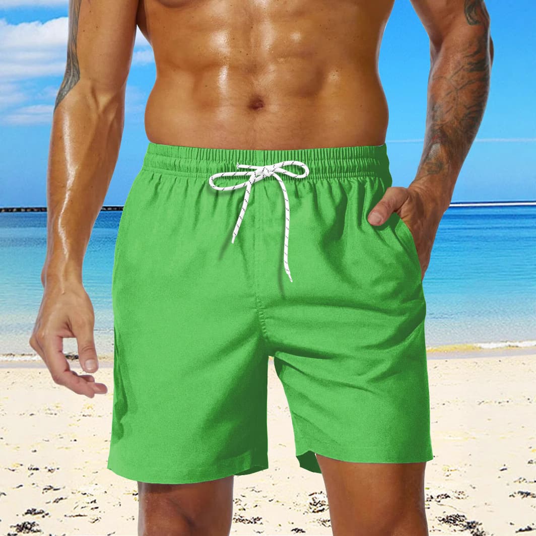 Summer men's casual sports shorts new 2026 beach shorts men's solid color European and American cross-border swimming