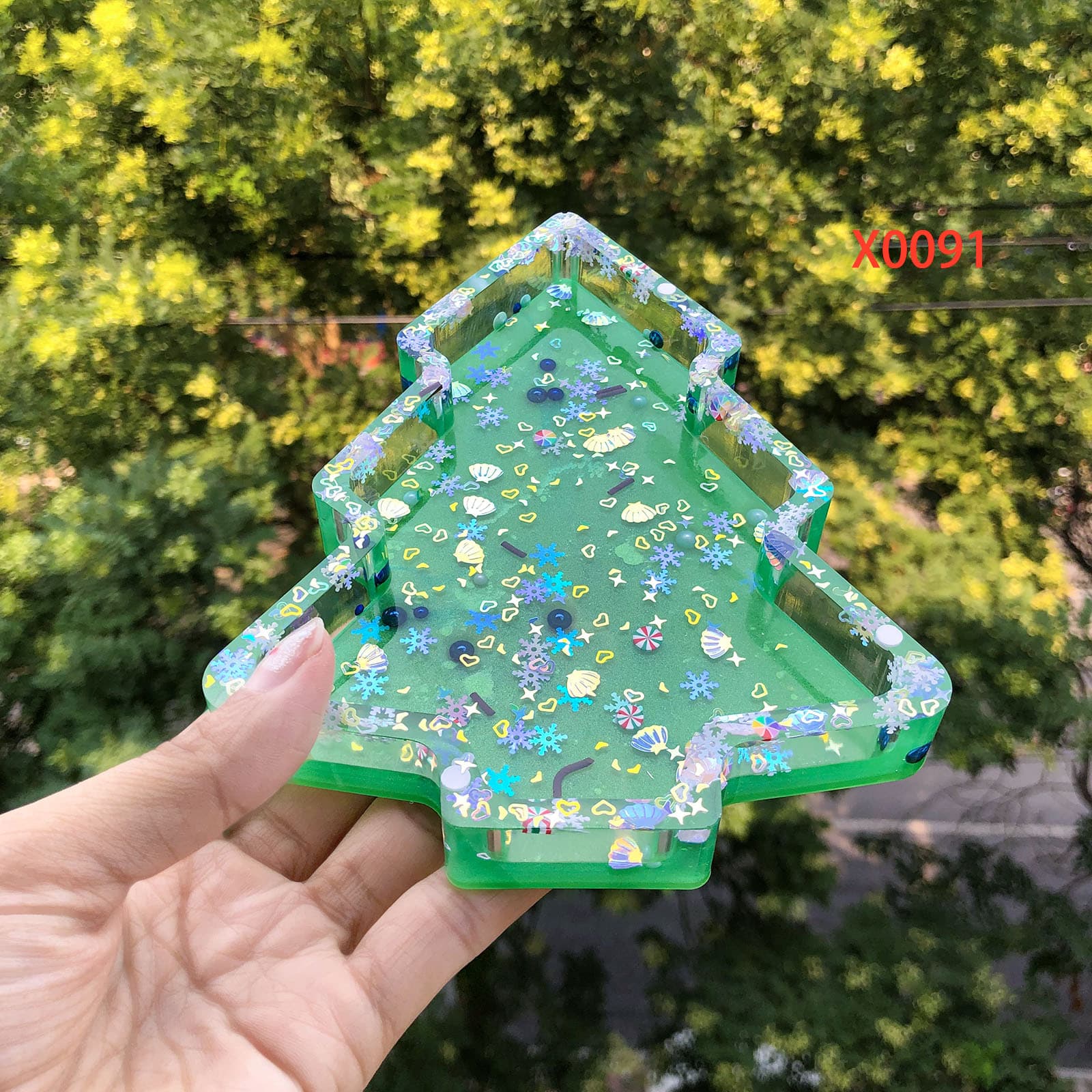 X0091 Christmas Tree Tray Desktop Decoration Cement Gypsum Mold DIY Silicone Mold