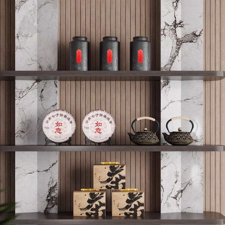 New Chinese Zen living room decorations tea room tea cabinet model room home decorations tea cans tea cakes tea room decorations