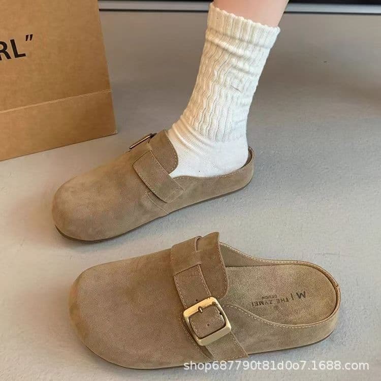 Birkenstock half slippers for women spring and summer 2025 new outer wear half toe slippers autumn sandals French thick-soled Birkenstock shoes