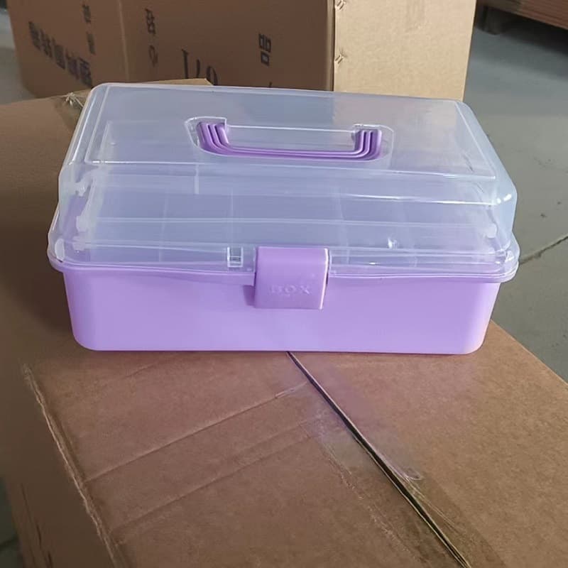Three-Layer Transparent Plastic Toolbox, Three-Layer Toolbox, Plastic Storage Box, Semi-Transparent Toolbox, Nail Art Box