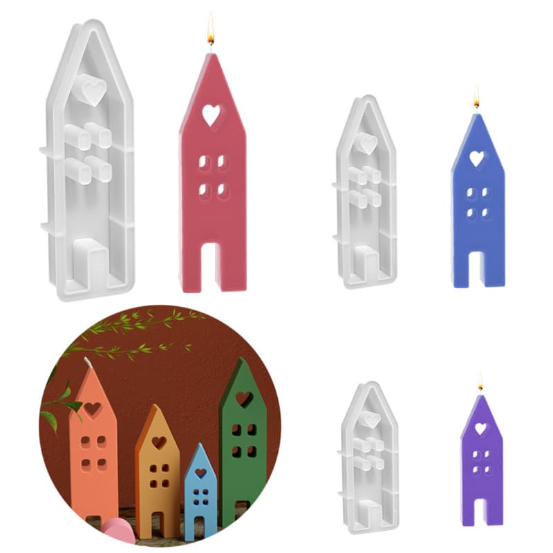 Easter Heart House Candle Silicone Mold, 3D DIY Large Medium Small Lighthouse Gypsum Resin Display Stand Wholesale