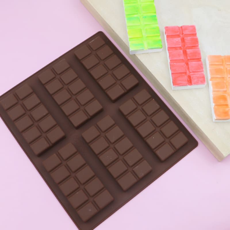 Xunwei 6-Cavity 10-Grid Rectangular Silicone Chocolate Mold, Cake Decoration Mold, Handmade Soap Mold, Jelly Mold