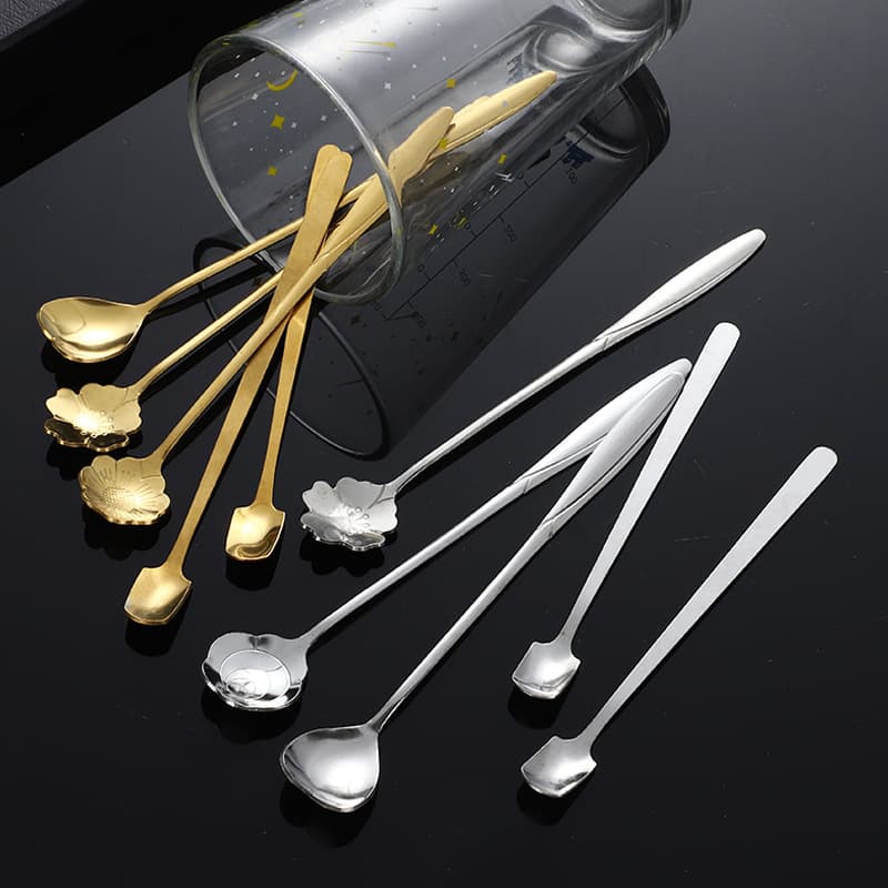 Stainless steel long-handled cherry blossom coffee stirring spoon, cake and bird's nest dessert spoon, gift flower spoon, mug spoon